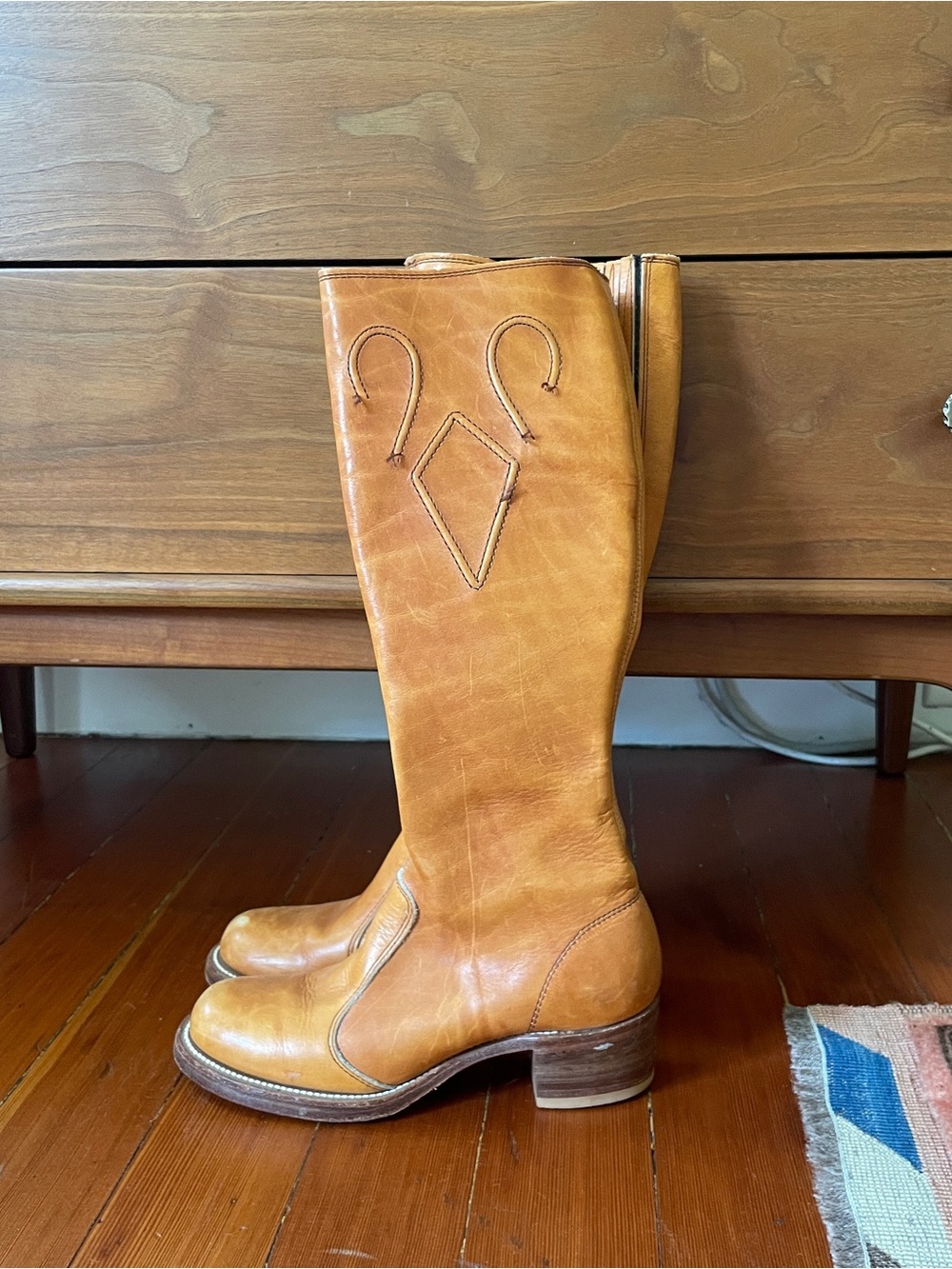 Vintage 70s handmade leather campus boots